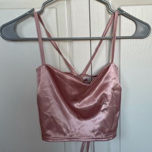 Open Back Satin Crop Top